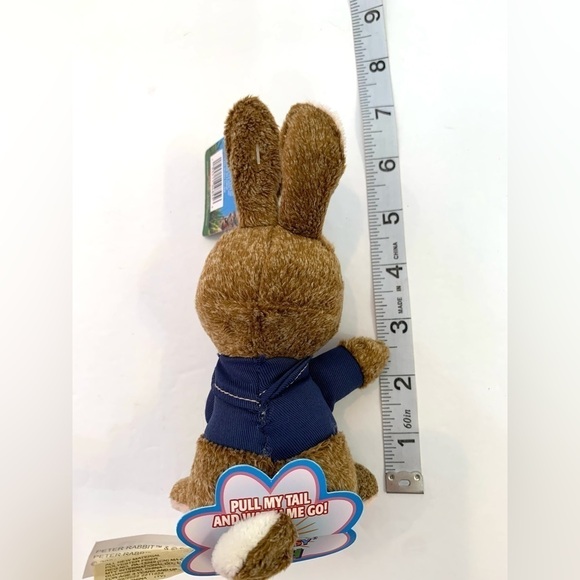 Peter Rabbit Plush Doll 5" Blue Shirt Pull Tail & Go NEW With Tags - Picture 3 of 5